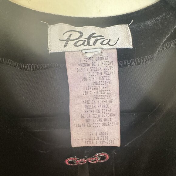 Vintage Patra Black Velvet Cardigan Coverup With Jeweled Clasp Medium Evening 90 - Picture 2 of 8